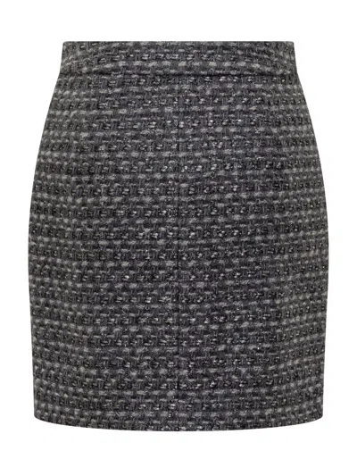 Emporio Armani Chic Mini Skirt In Tweed For Fall 2025 In Blu Scuro