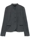Emporio Armani Patterned-jacquard Jacket In Navy