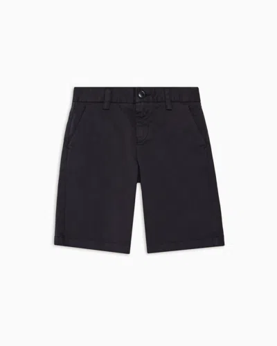 Emporio Armani Kids' Logo-plaque Bermuda Shorts In Blue