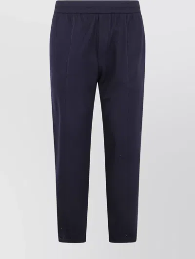 Emporio Armani Chino Trousers Drawstring Ribbed Cuffs In Blue