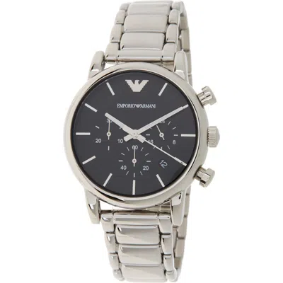 Emporio Armani Chronograph Black Dial Watch, 43mm In Silver