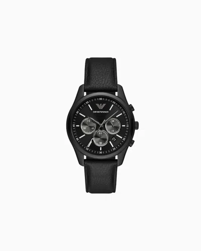 Emporio Armani Chronograph Black Leather Watch