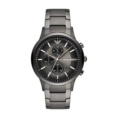 Emporio Armani Chronograph Gunmetal Mens Watch In Black
