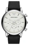 Emporio Armani Chronograph Leather Strap Watch, 46mm