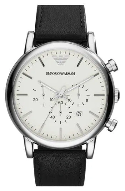 Emporio Armani Chronograph Leather Strap Watch, 46mm