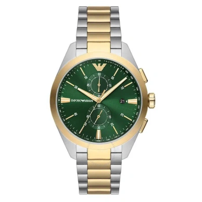 Emporio Armani Chronograph Quartz Green Dial Two-tone Men's Watch Ar11511 In Two Tone  / Gold Tone / Green