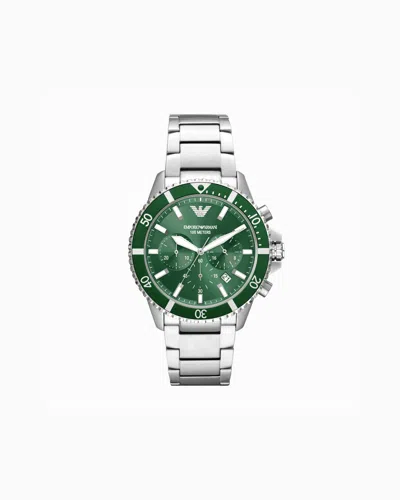 Emporio Armani Chronograph Stainless Steel Watch In Multicoloured