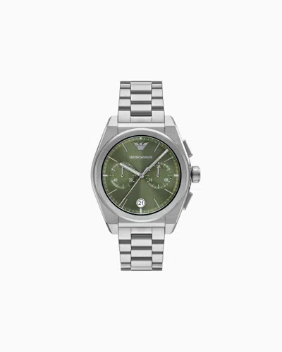 Emporio Armani Chronograph Stainless Steel Watch In Multicoloured