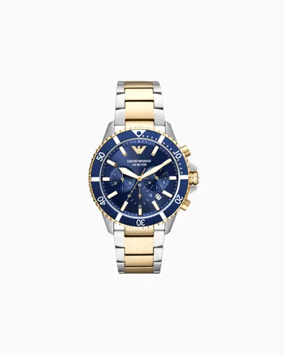 Emporio Armani Chronograph Two-tone Stainless Steel Watch In Gold
