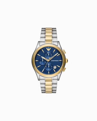 Emporio Armani Chronograph Two-tone Stainless Steel Watch In Blue