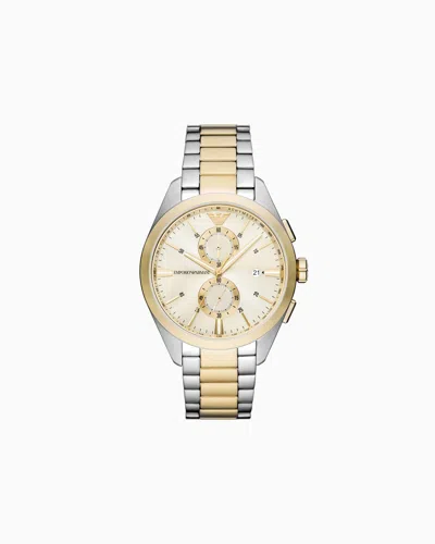 Emporio Armani Chronograph Two-tone Stainless Steel Watch In Gold