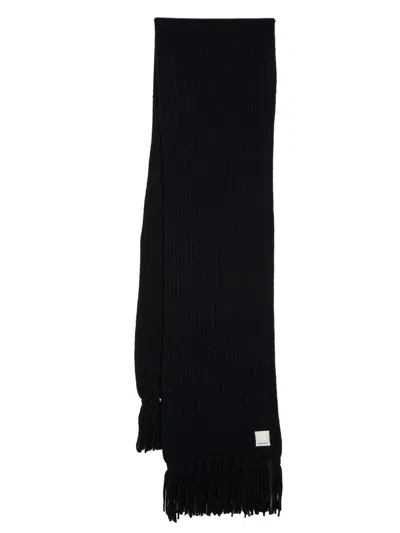 Emporio Armani Chunky-knit Fringed Scarf In Blue