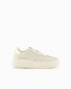 Emporio Armani Chunky Leather Sneakers With Gold Back In Pattern