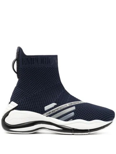 Emporio Armani Chunky Slip-on Sneakers In Blue