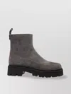 Emporio Armani Chunky Sole Ankle Boots With Suede Finish In Brown
