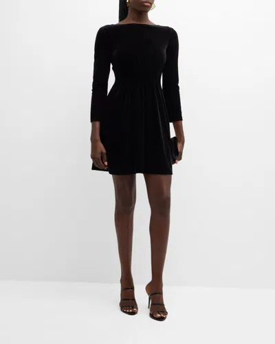 Emporio Armani Cinched Stretch Velvet Mini Dress In Black
