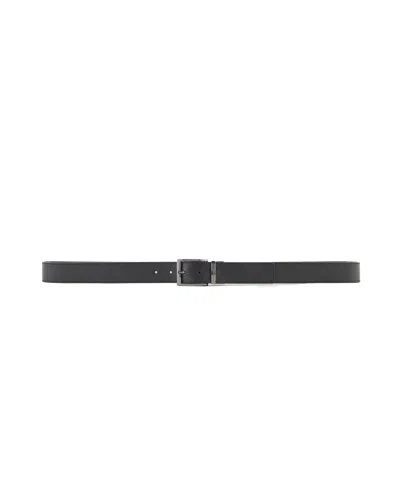 Emporio Armani Cintura Reversibile In Pelle Stampa Palmellata In Black
