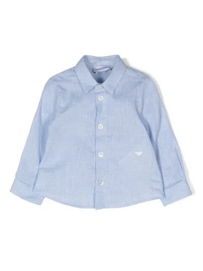 Emporio Armani Babies' Classic-collar Buttoned Shirt In Blue