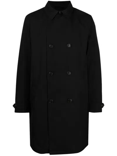 Emporio Armani Classic-collar Double-breasted Coat In Black