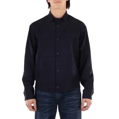 Emporio Armani Classic Collar Long Sleeve Shirt In Blue