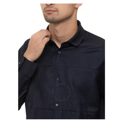 Emporio Armani Classic Collar Long Sleeve Shirt In Blue