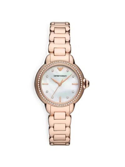 Emporio Armani Classic Crystal-embellished 32mm Watch In Pink