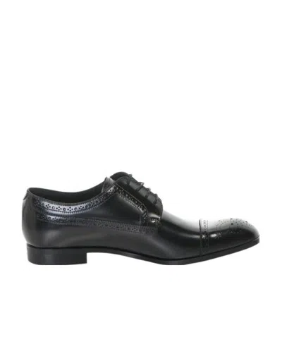Emporio Armani Classic Lacing Business Casual Shoes In Black
