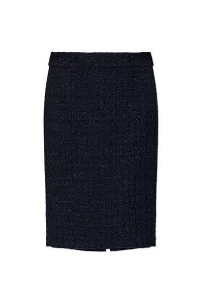 Emporio Armani Tweed Skirt In Navy