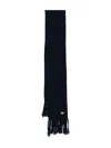 Emporio Armani Ribbed Wool Scarf In Black