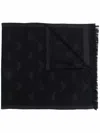 Emporio Armani Allover Logo Wool Scarf In Black