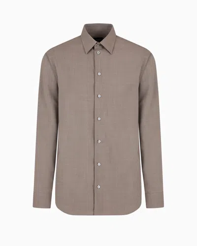 Emporio Armani Classic Shirts In Brown