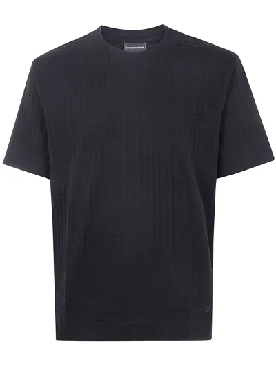 Emporio Armani Official Store Asv Lyocell-blend Jersey Striped T-shirt In Bleu Marine