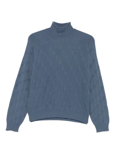 EMPORIO ARMANI EMPORIO ARMANI CLEAR BLUE DIAMOND PATTERN SWEATER