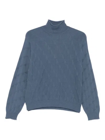 EMPORIO ARMANI CLEAR BLUE HIGH NECK SWEATER