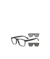 Emporio Armani Clip-on-lenses Square-frame Glasses In Black