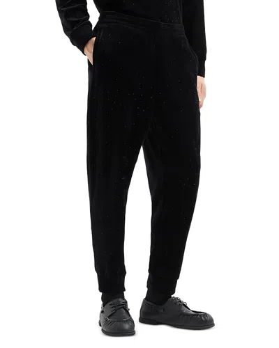 Emporio Armani Clubwear Cotton & Nylon Chenille Rhinestone Embellished Regular Fit Joggers