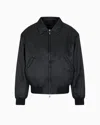 Emporio Armani Clubwear Satin Bomber Jacket With Rhinestones In Black