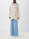 Emporio Armani Double-breasted Coat In Yellow Cream