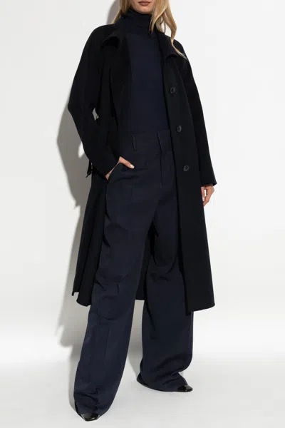 Emporio Armani Coat With Stand-up Collar In Blue