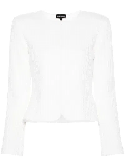 Emporio Armani Matelassé Cotton Jacket In White