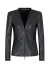 Emporio Armani Tailored Zip-front Nappa Leather Jacket In Black