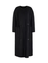 Emporio Armani Virgin-wool Coat With Drawstring Waist In Black