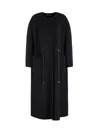 Emporio Armani Virgin-wool Coat With Drawstring Waist In Black