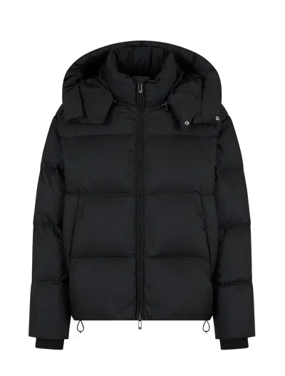 Emporio Armani Nylon Short Down Jacket In Black