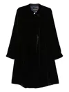 Emporio Armani Knee Length Velvet Coat With Long Sleeves In Black