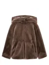 Emporio Armani Brown Faux-fur Reversible Blouson In Brown