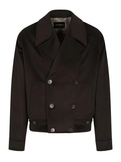 Emporio Armani Long-sleeved Casual Jacket In Black