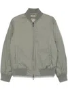 Emporio Armani Reversible Down Jacket With A Bomber Jacket Collar In Jacquard Nylon With All-over Lettering In Green