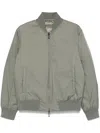 Emporio Armani Reversible Down Jacket With A Bomber Jacket Collar In Jacquard Nylon With All-over Lettering In Green