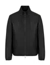Emporio Armani Zip-up Long Sleeved Leather Jacket In Nero-black